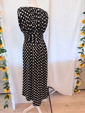 Aa Studio Black and White Polka Dot Maxi Dress